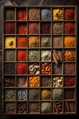Huge selection of different spices, Generative AI