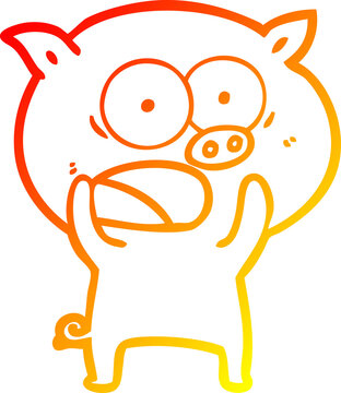recommend clip art: warm gradient line drawing of a cartoon pig shouting