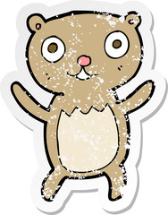 retro distressed sticker of a cartoon teddy bear