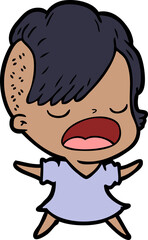 cartoon cool hipster girl talking