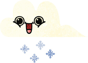 retro illustration style cartoon of a snow cloud