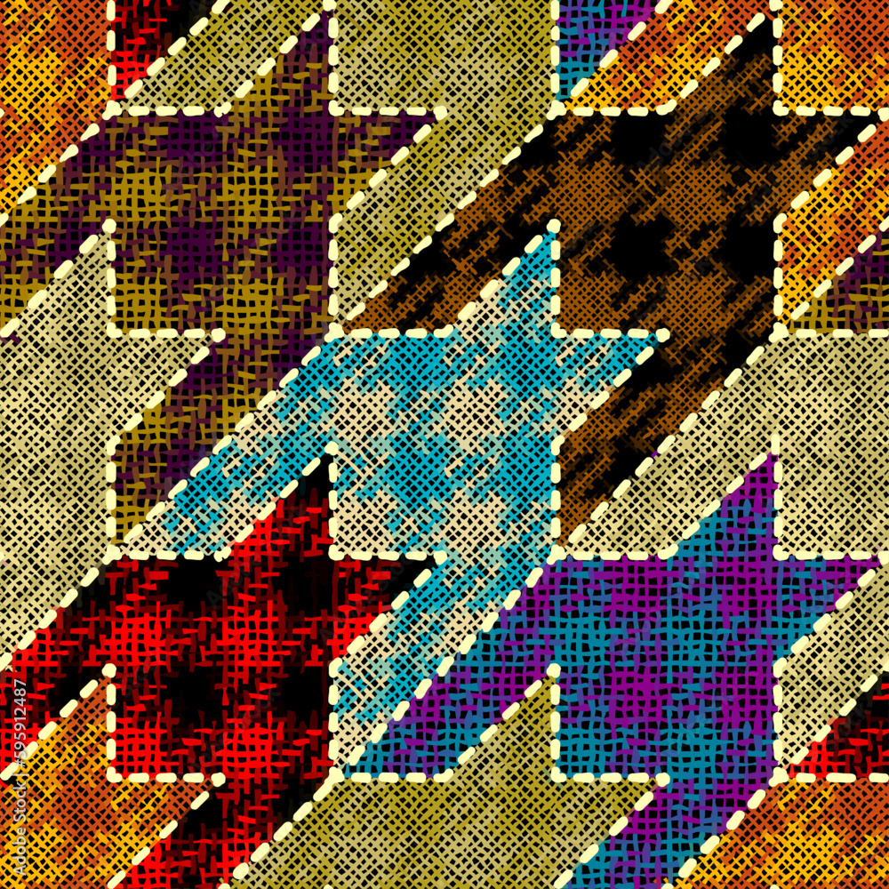 Poster Imitation of a texture of rough canvas. Seamless pattern. Houndstooth image.
