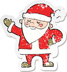 retro distressed sticker of a cartoon santa claus