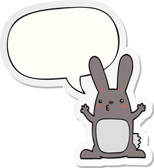 cartoon rabbit with speech bubble sticker