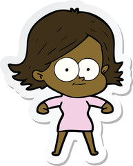 sticker of a happy cartoon girl