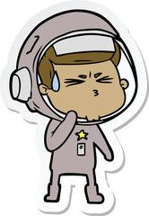 sticker of a cartoon stressed astronaut