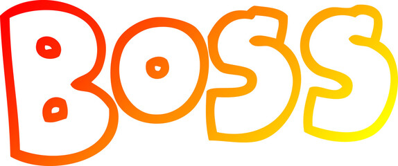 warm gradient line drawing of a cartoon word boss
