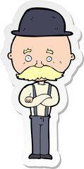 sticker of a cartoon man wearing bowler hat