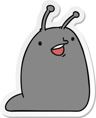 sticker cartoon illustration of a cute kawaii slug