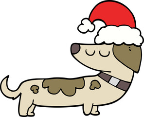 cartoon dog wearing christmas hat