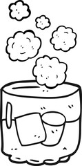 freehand drawn black and white cartoon vodka and ice