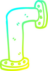 cold gradient line drawing of a cartoon water pipe