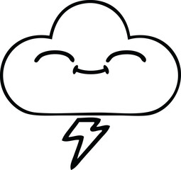 line drawing cartoon of a storm cloud
