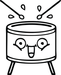 line drawing cartoon of a drum