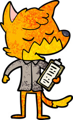 friendly cartoon fox manager