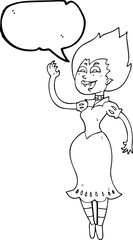 freehand drawn speech bubble cartoon vampire girl