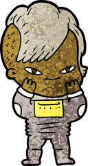 cute cartoon girl with hipster haircut