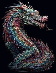 Beautiful fantasy dragon in bright colors, majestic. Generative Ai