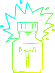 cold gradient line drawing of a cartoon pill jar