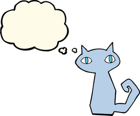 cartoon cat with thought bubble