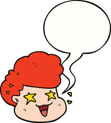 cartoon excited boy with speech bubble