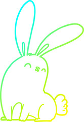 cold gradient line drawing of a cute cartoon rabbit