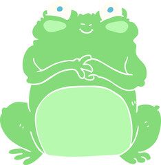flat color illustration of funny frog
