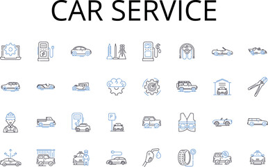 Car service line icons collection. Car maintenance, Automobile repair, Vehicle inspection, Automotive care, Automobile maintenance, Car care, Vehicle servicing vector and linear illustration. Auto