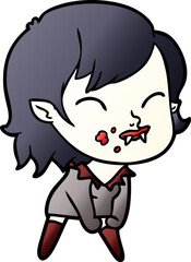 cartoon vampire girl with blood on cheek