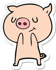 sticker of a happy cartoon pig