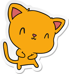 sticker cartoon illustration of cute kawaii cat