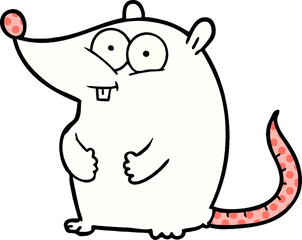 cartoon happy white lab mouse