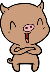 happy cartoon pig