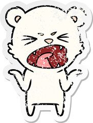 distressed sticker of a angry cartoon polar bear