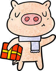 cartoon christmas pig