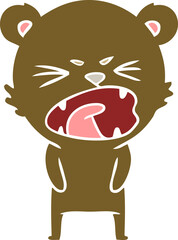 angry flat color style cartoon bear