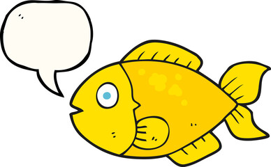freehand drawn speech bubble cartoon fish