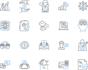 Online investment services line icons collection. Finance, Portfolio, Stocks, Bonds, Cryptocurrency, Markets, Trading vector and linear illustration. Wealth,Funds,Risk outline signs set