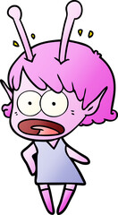cartoon shocked alien girl