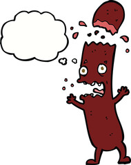 cartoon sausage with speech bubble