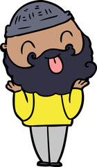 man with beard sticking out tongue