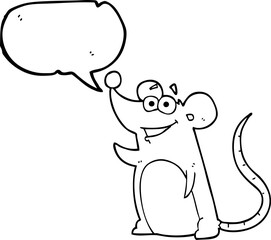 freehand drawn speech bubble cartoon mouse