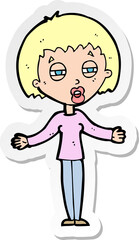 sticker of a cartoon suspicious woman