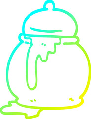 cold gradient line drawing of a cartoon honey pot