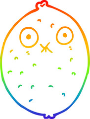 rainbow gradient line drawing of a cartoon bitter lemon