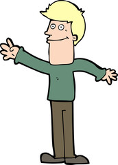 cartoon happy man waving