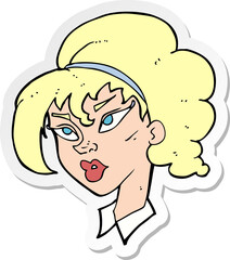 sticker of a cartoon pretty woman