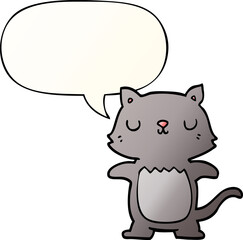 cartoon cat with speech bubble in smooth gradient style