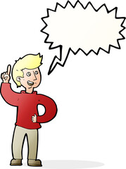 cartoon man with idea with speech bubble