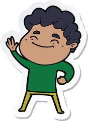sticker of a cartoon friendly man